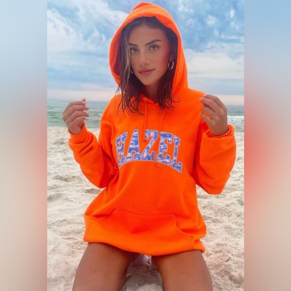 Hazel Bright Orange Women's Hoodie Runs Baggy good condition